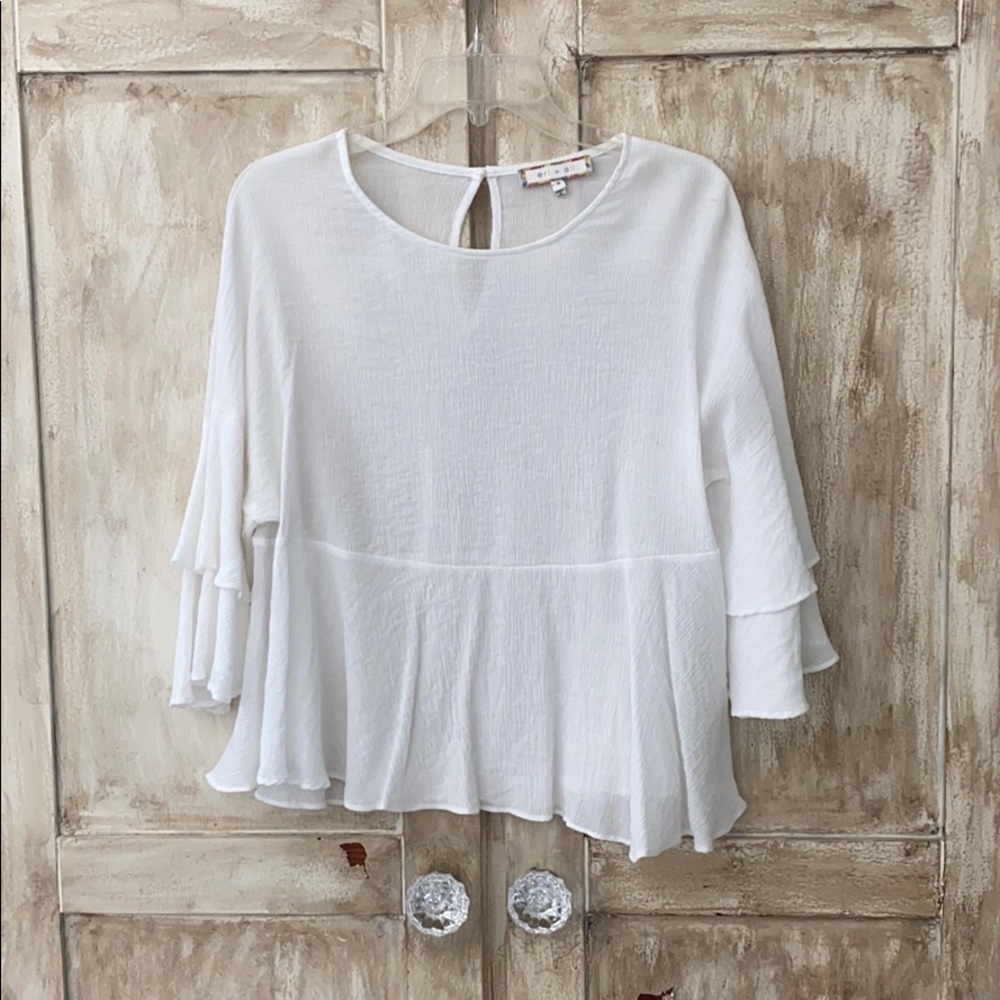 Anthropologie Bell Sleeved White Blouse